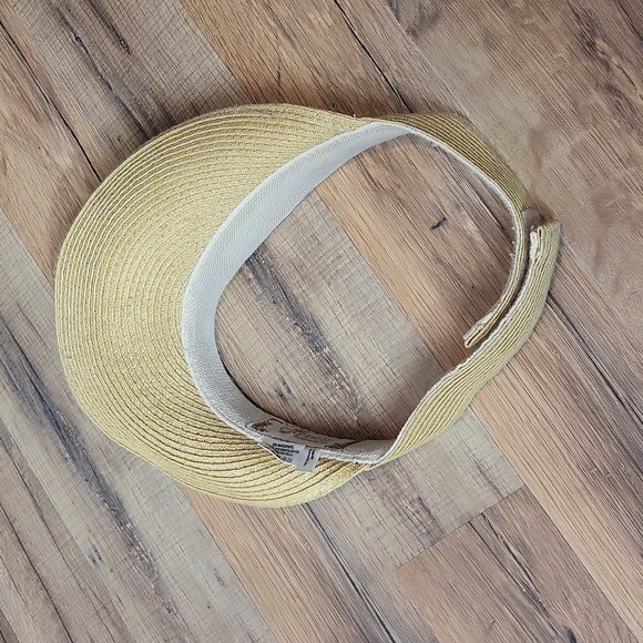 CAPPELLI STRAWORLD Tan Gold Paper Polyester Hook & Loop Adjustable Strap Visor - Picture 5 of 12